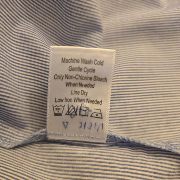 COLDWATER CREEK WOMENS BLUE WHITE LONG SLEEVE BUTTON UP TOP PETITE LARGE RELAXED - Picture 8 of 9